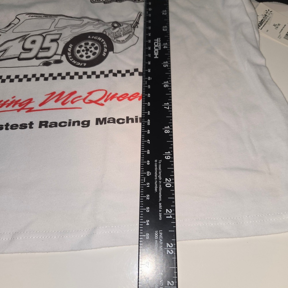 Disney Pixar Cars Lightning McQueen Graphic Jersey Tee XL 16-18 White Black NWT - Picture 5 of 5